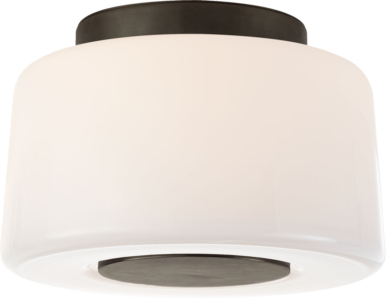 Acme Small Flush Mount in Bronze with White Glass