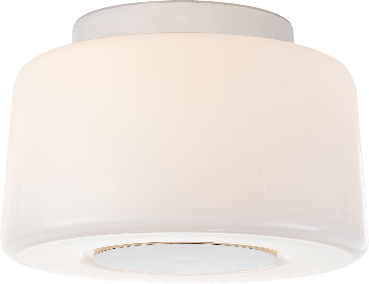 Acme Small Flush Mount in Polished Nickel with White Glass