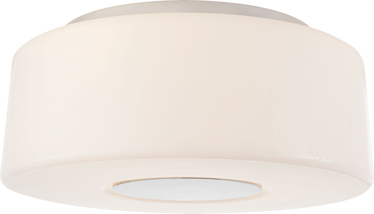 Acme Large Flush Mount in Polished Nickel with White Glass