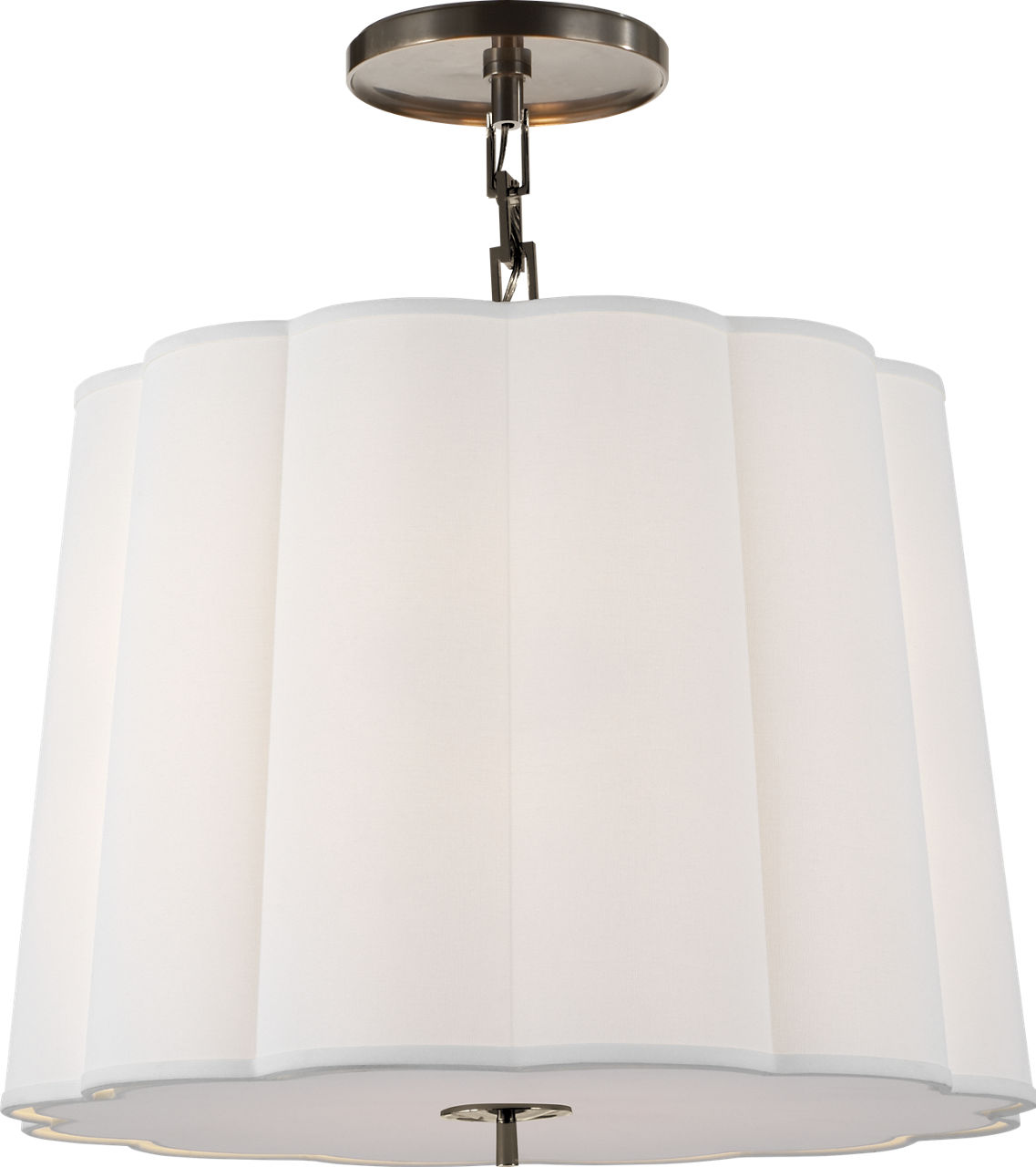 Simple Scallop Large Hanging Shade in Bronze with Linen Shade