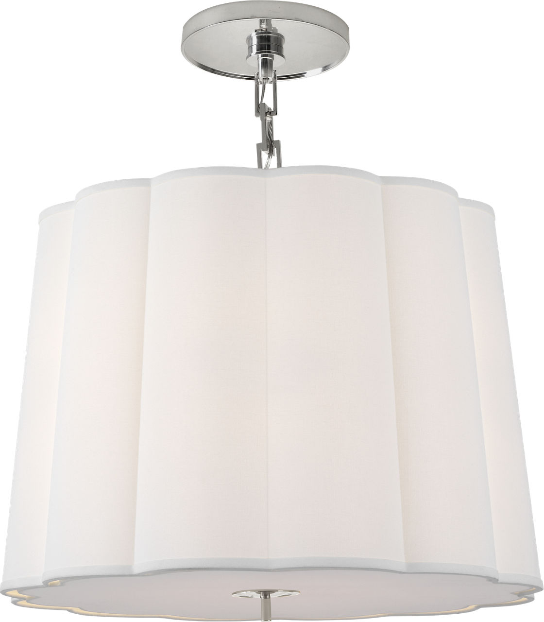 Simple Scallop Large Hanging Shade in Soft Silver with Linen Shade