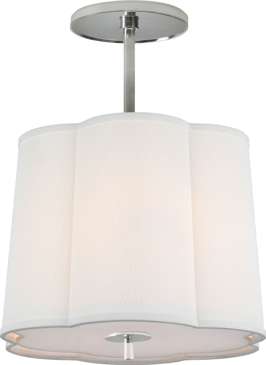 Simple Scallop Hanging Shade in Soft Silver with Linen Shade