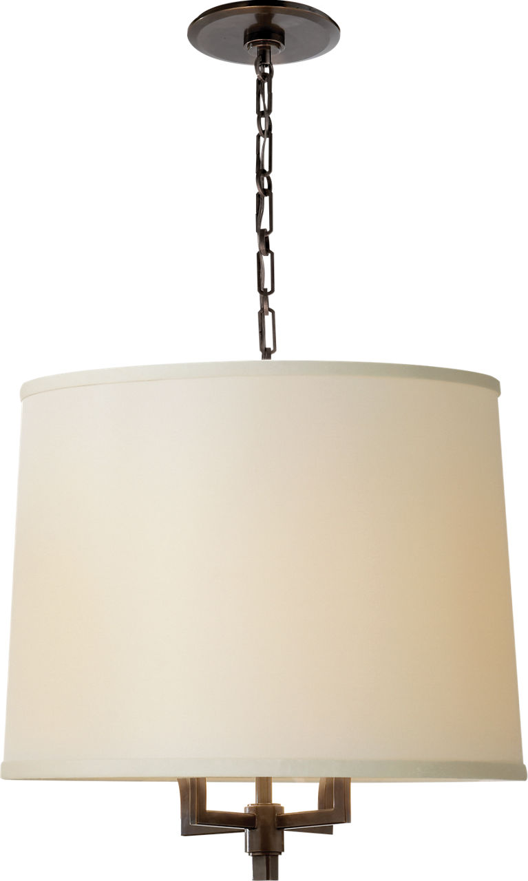 Westport Large Hanging Shade in Bronze with Linen Shade