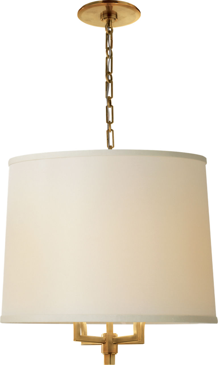Westport Large Hanging Shade in Soft Brass with Linen Shade