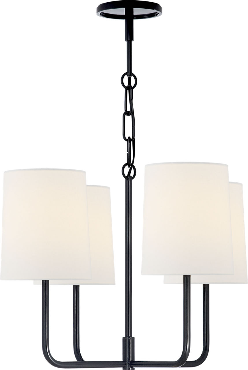 Go Lightly Small Chandelier in Charcoal with Linen Shades