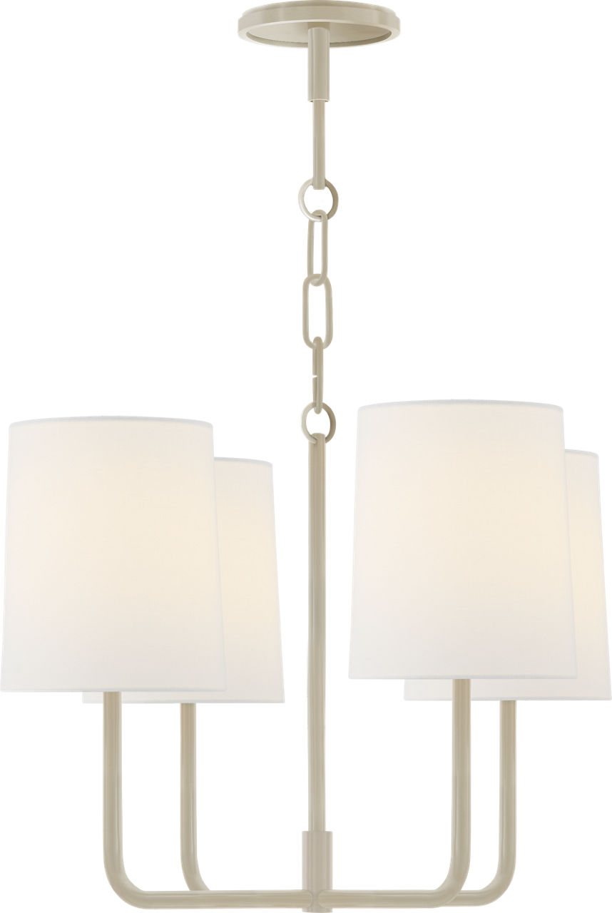 Go Lightly Small Chandelier in China White with Linen Shades