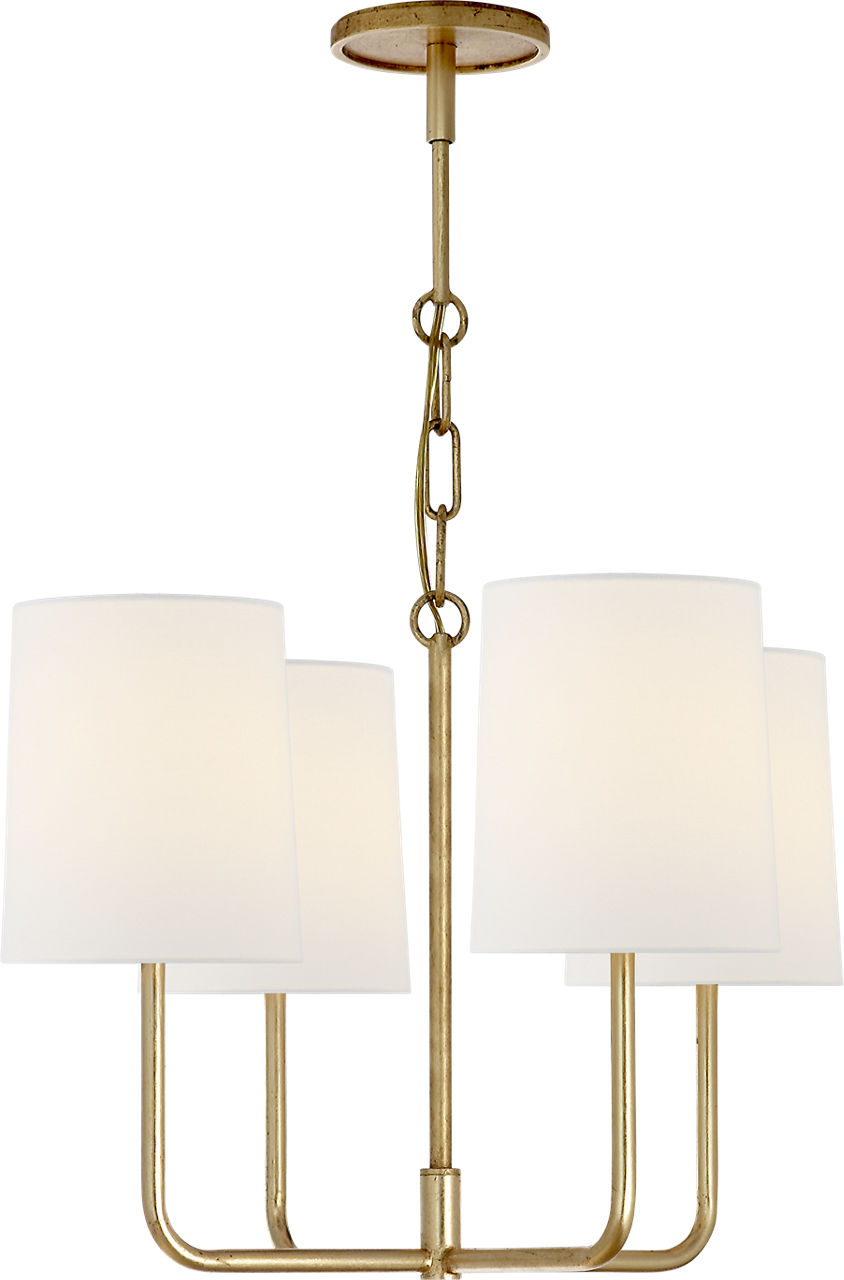 Go Lightly Small Chandelier in Gilded with Linen Shades
