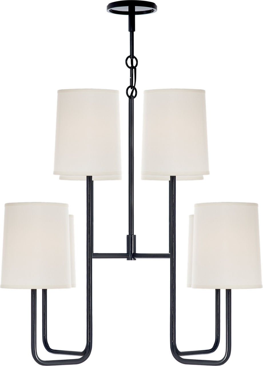 Go Lightly Medium Chandelier in Charcoal with Silk Shades