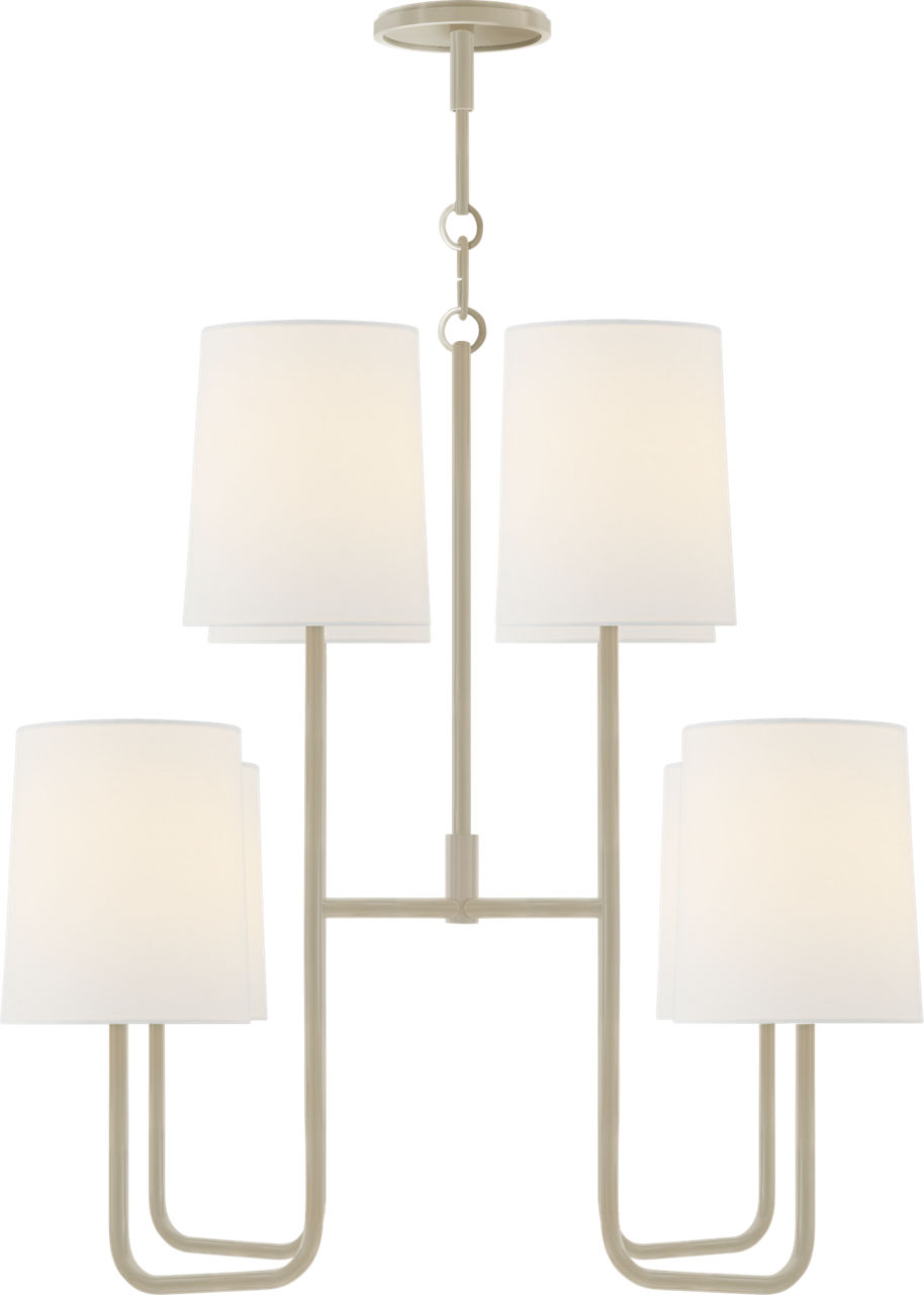 Go Lightly Medium Chandelier in China White with Linen Shades