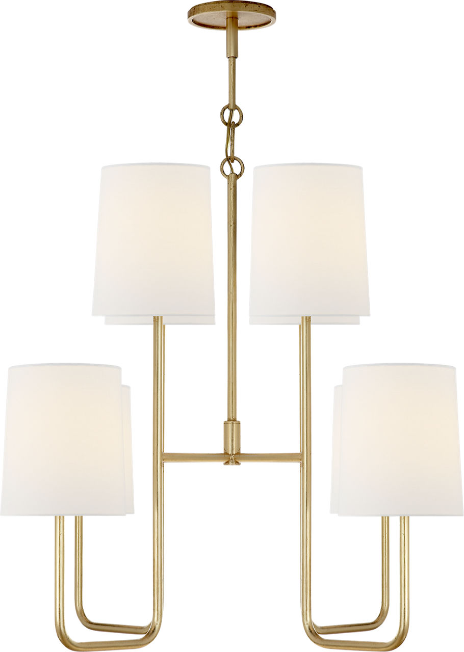 Go Lightly Medium Chandelier in Gilded with Linen Shades