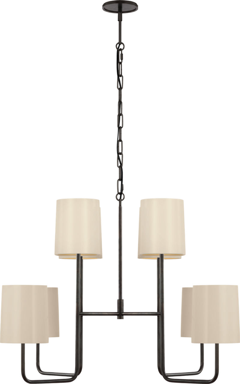 Go Lightly Extra Large Two Tier Chandelier in Bronze with China White Shades