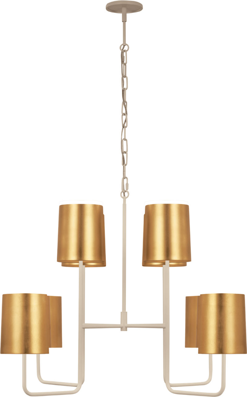 Go Lightly Extra Large Two Tier Chandelier in China White with Gild Shades