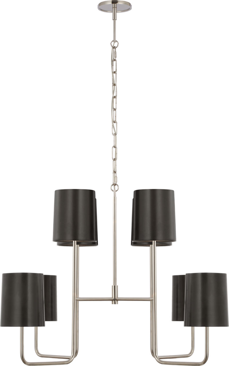 Go Lightly Extra Large Two Tier Chandelier in Polished Nickel with Bronze Shades