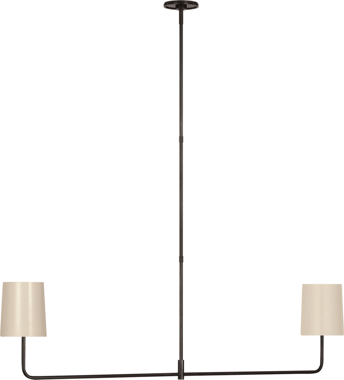 Go Lightly 54" Two Light Linear Chandelier in Bronze with China White Shades