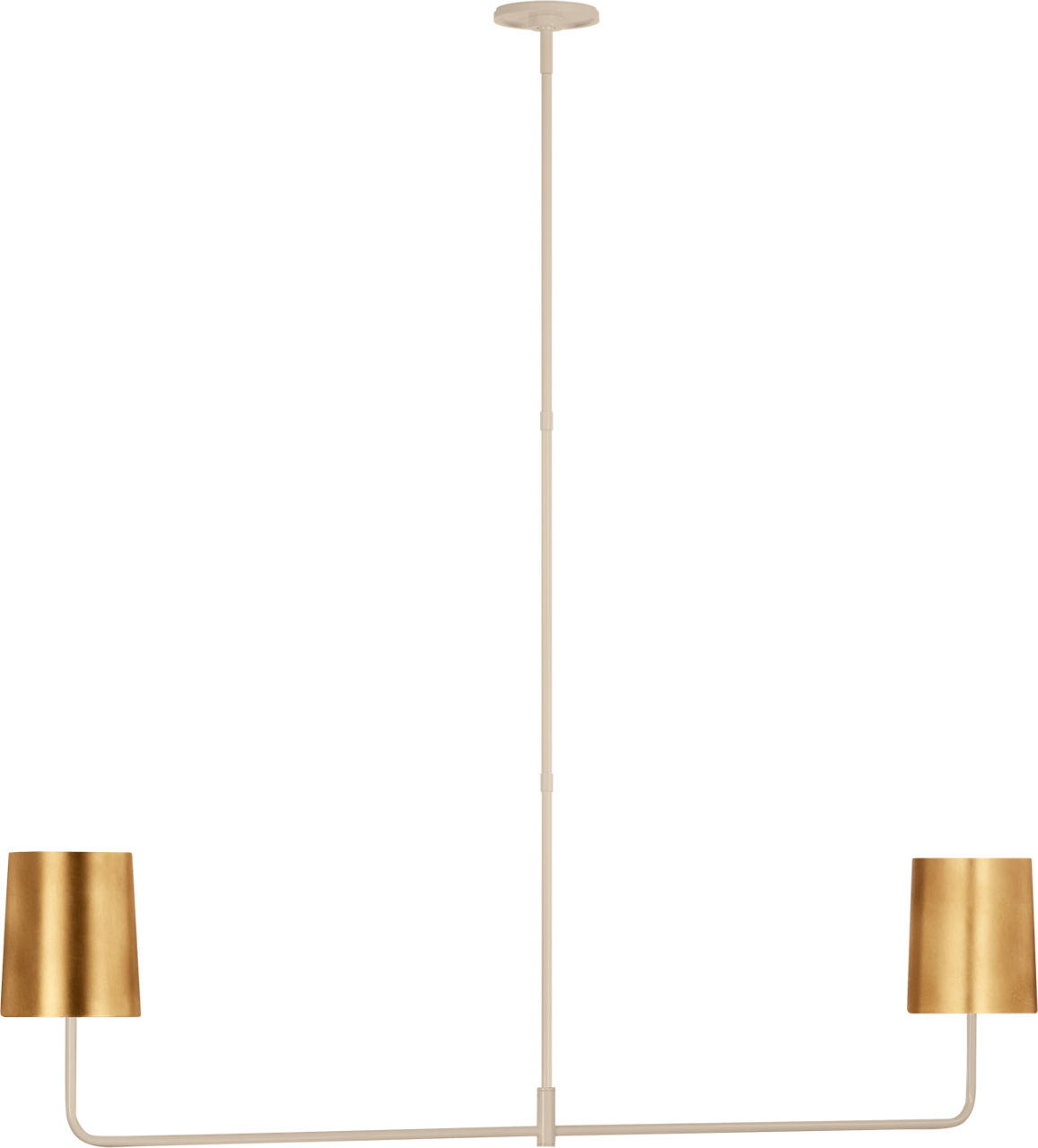 Go Lightly 54" Two Light Linear Chandelier in China White with Gild Shades