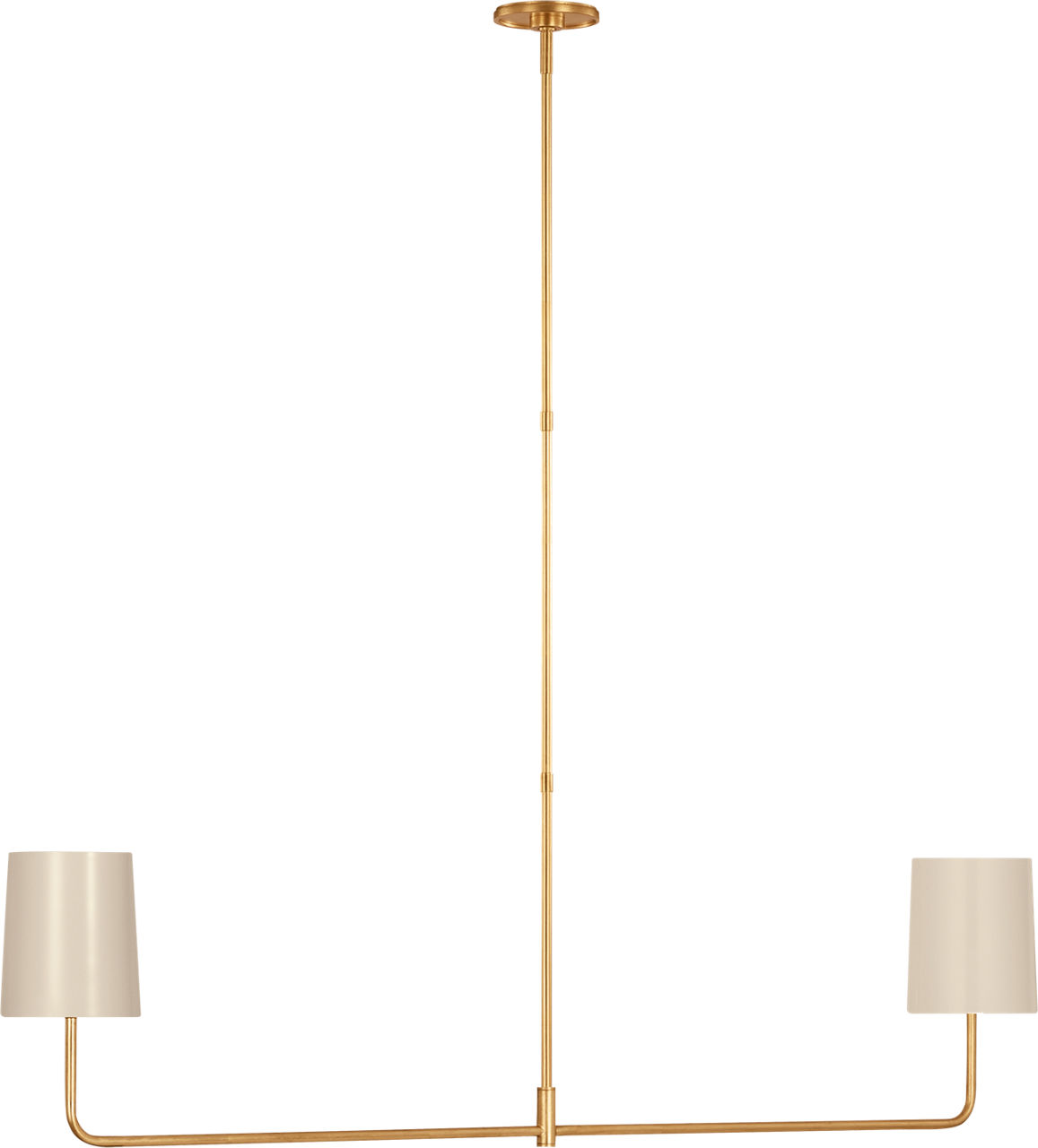 Go Lightly 54" Two Light Linear Chandelier in Gild with China White Shades