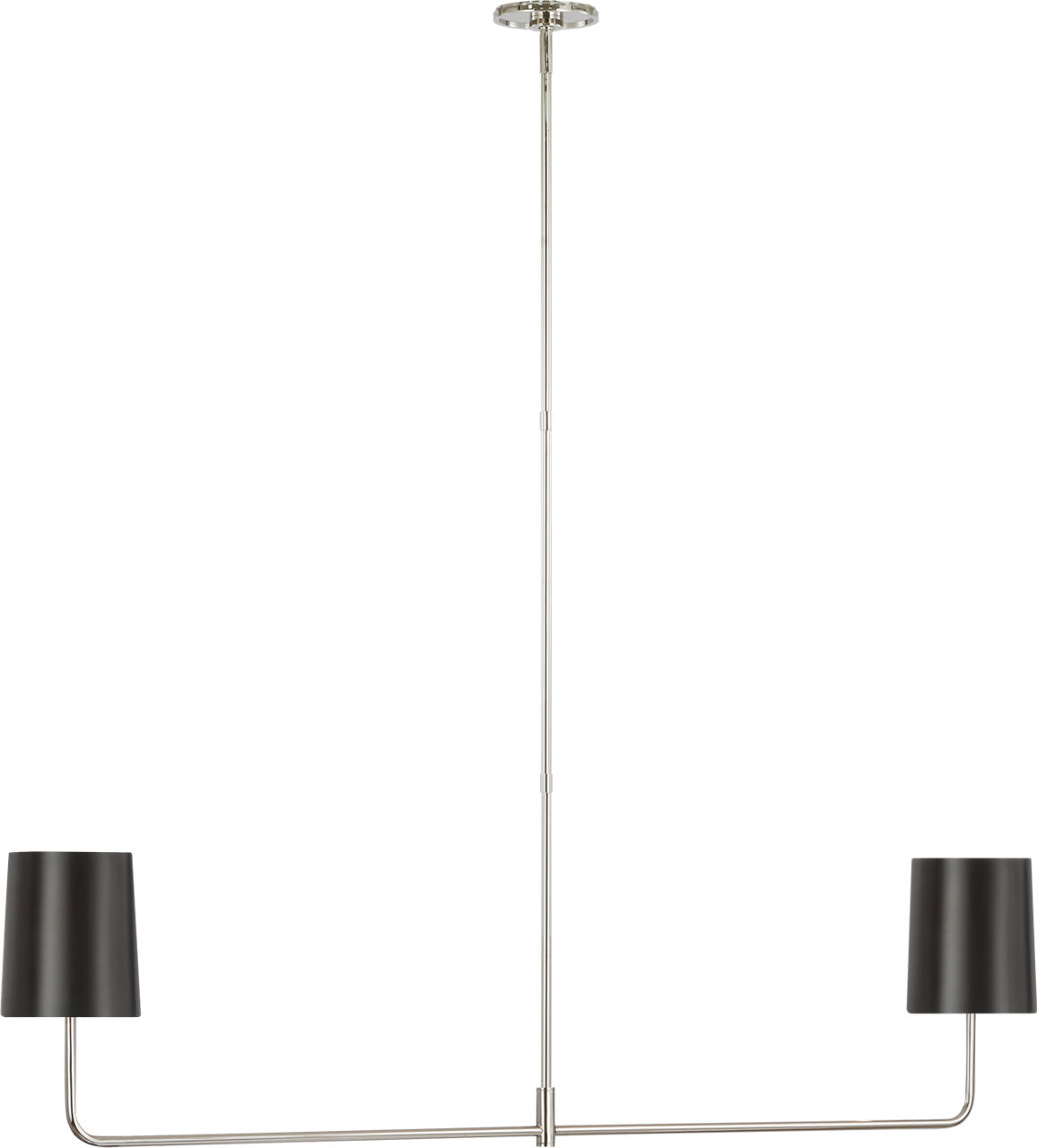 Go Lightly 54" Two Light Linear Chandelier in Polished Nickel with Bronze Shades