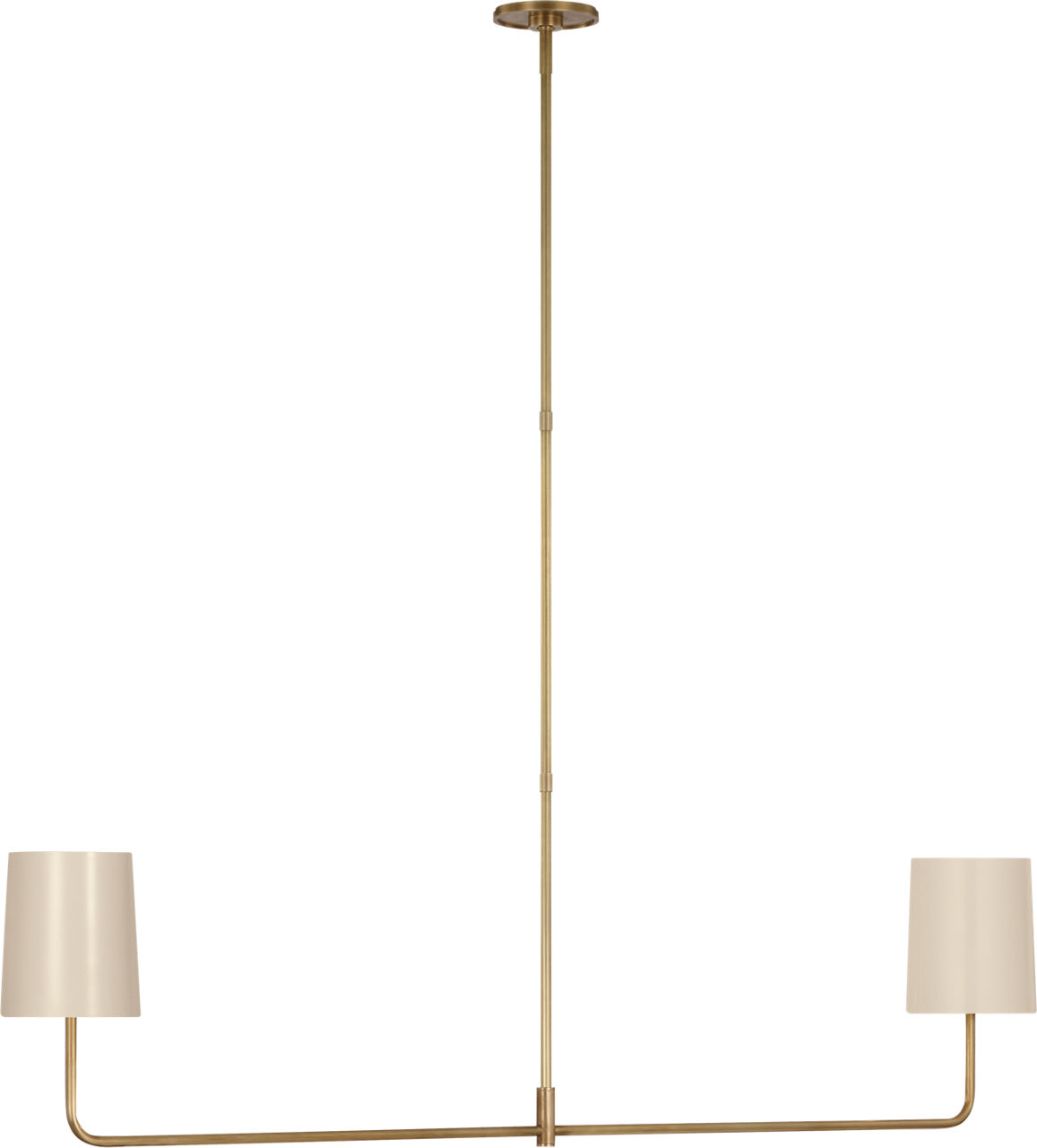 Go Lightly 54" Two Light Linear Chandelier in Soft Brass with China White Shades