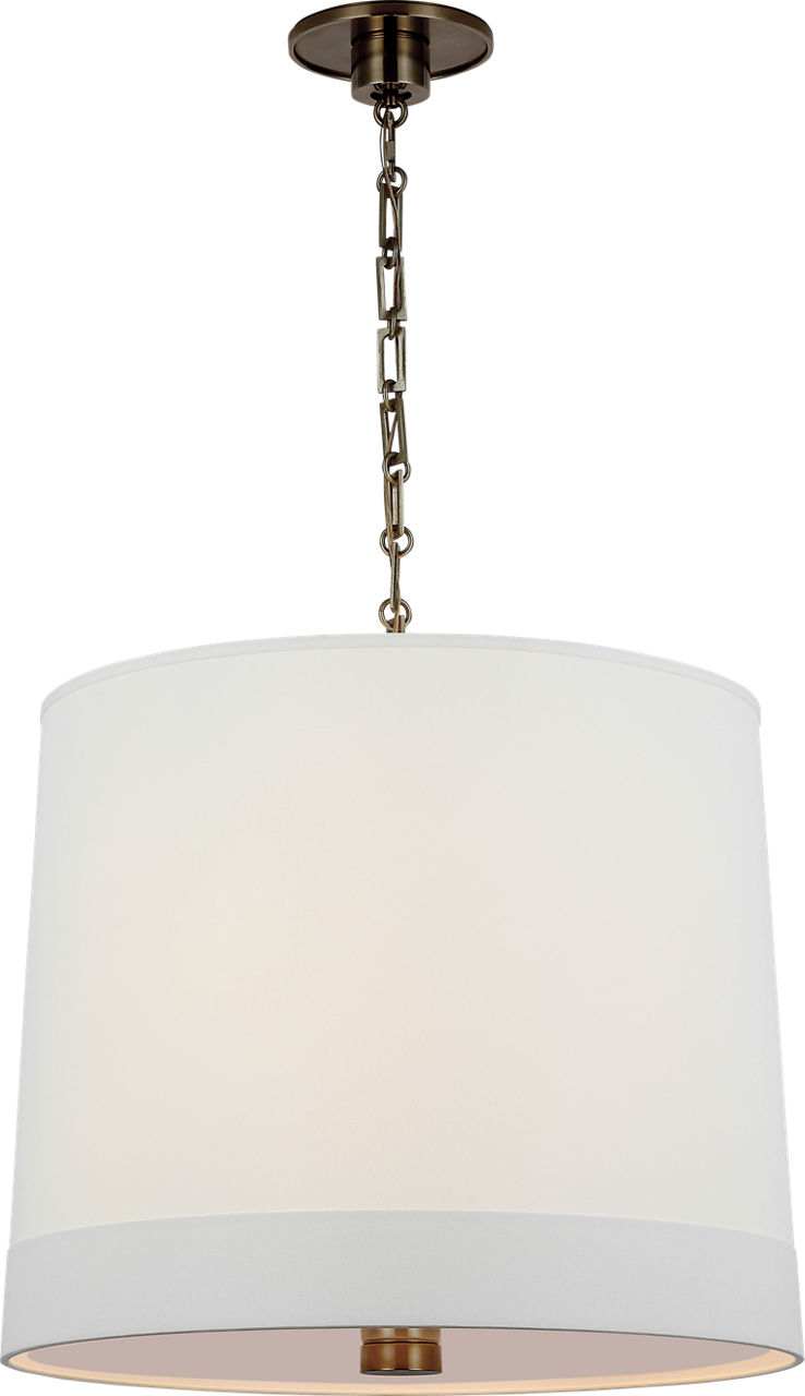 Simple Hanging Shade in Bronze with Banded Linen Shade