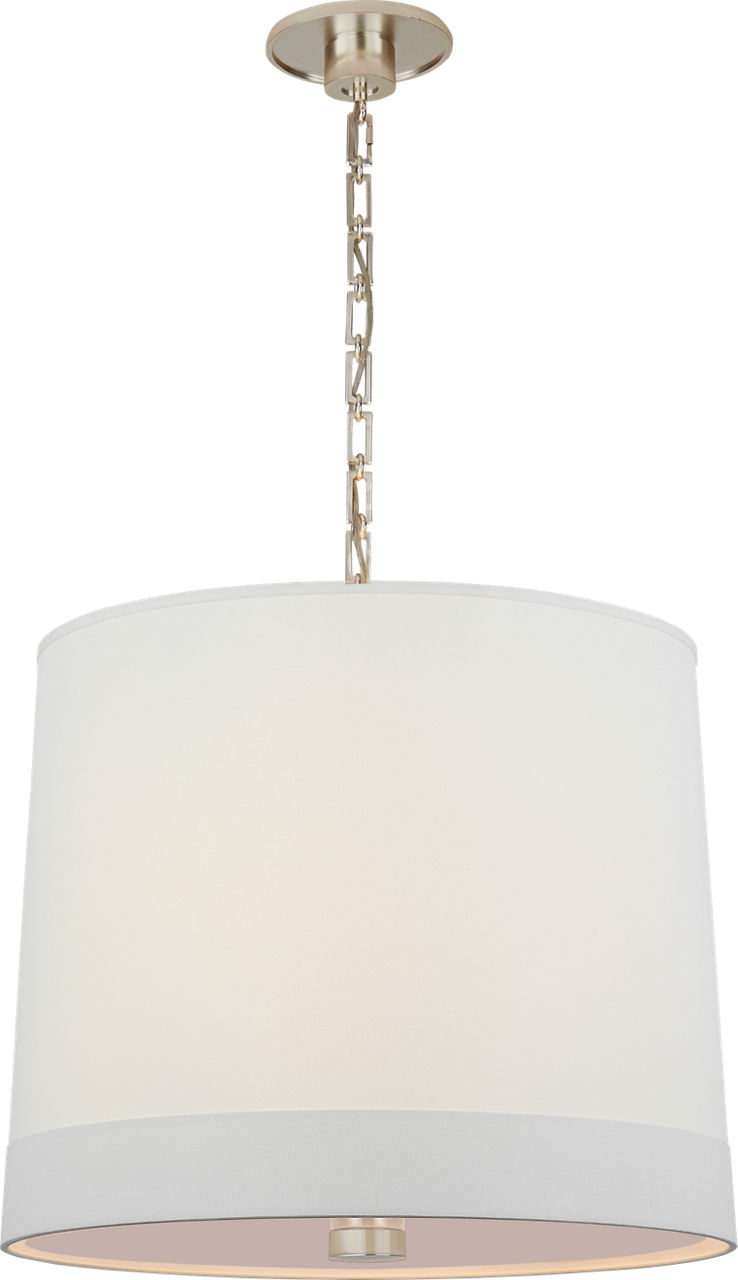 Simple Hanging Shade in Soft Silver with Banded Linen Shade