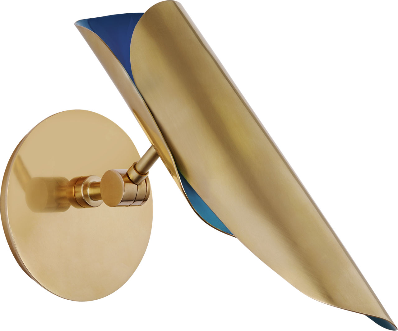 Flore Single Wall Light in Soft Brass and Riviera Blue