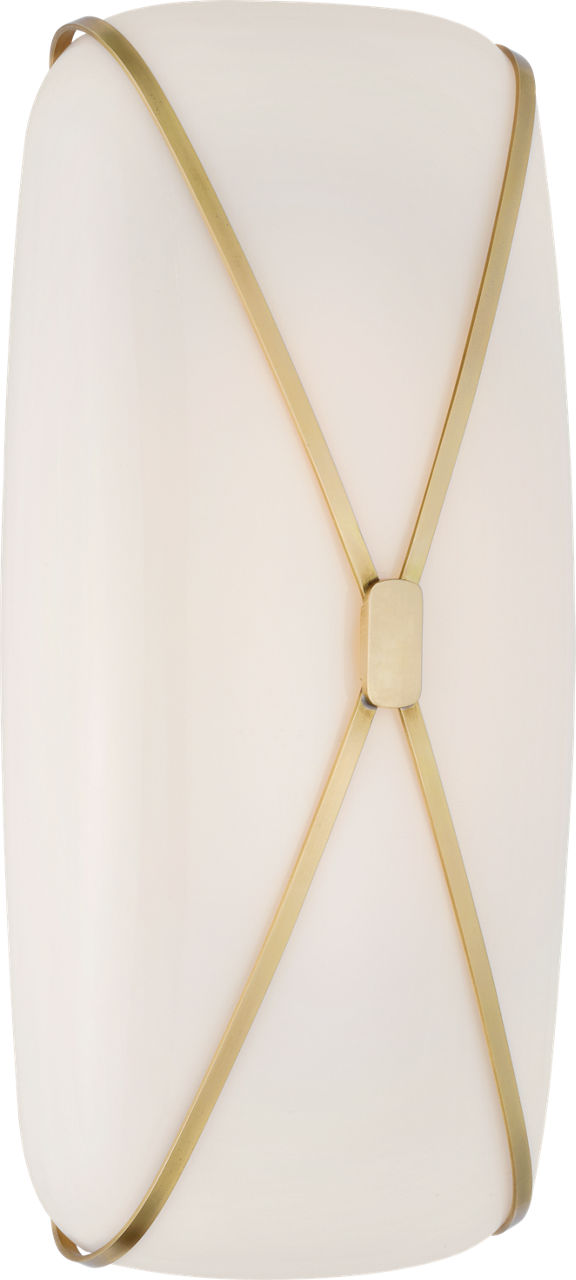 Fondant 18" Linear Bath Sconce in Soft Brass with White Glass
