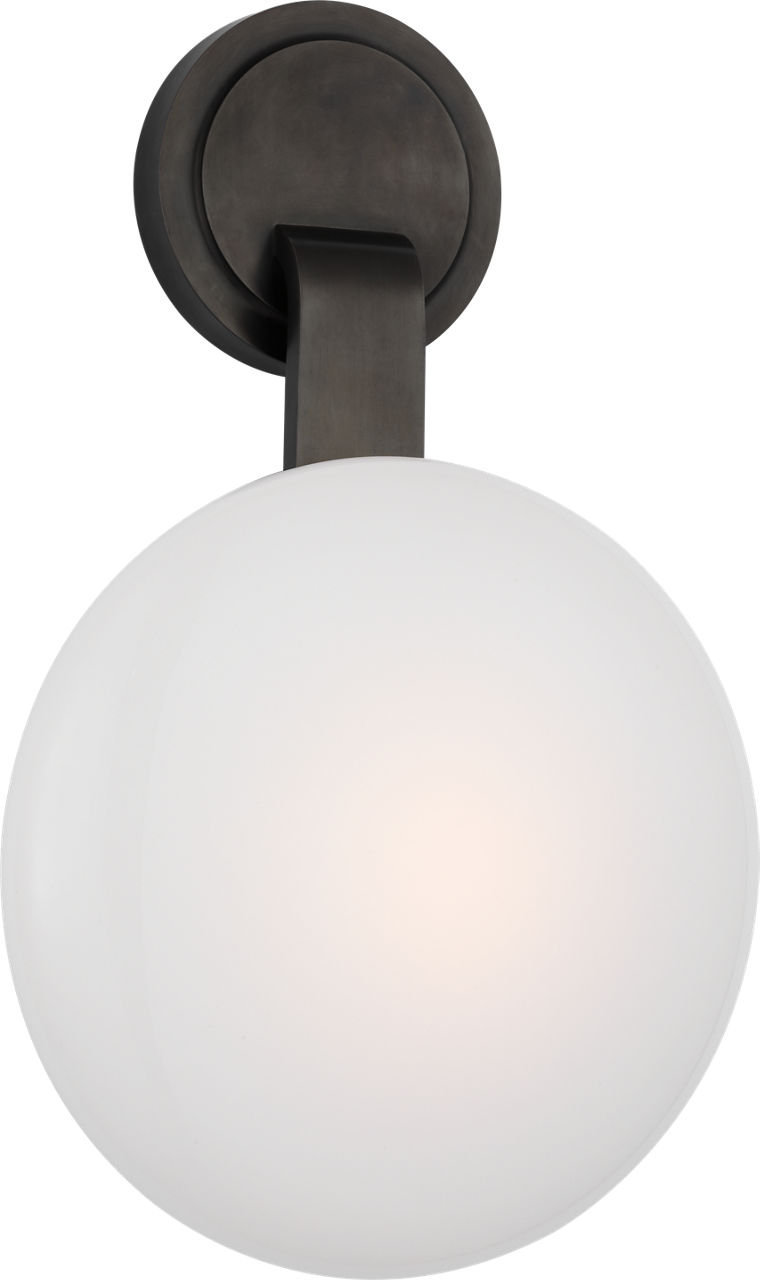 Marisol Medium Single Sconce in Gun Metal with White Glass