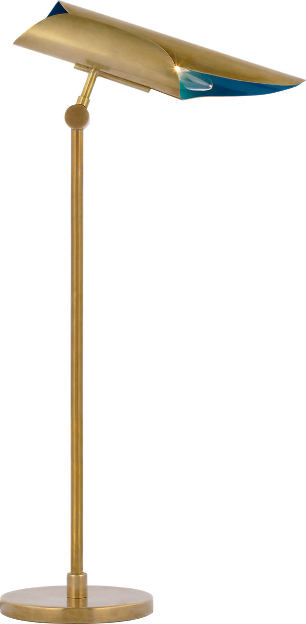 Flore Desk Lamp in Soft Brass and Riviera Blue
