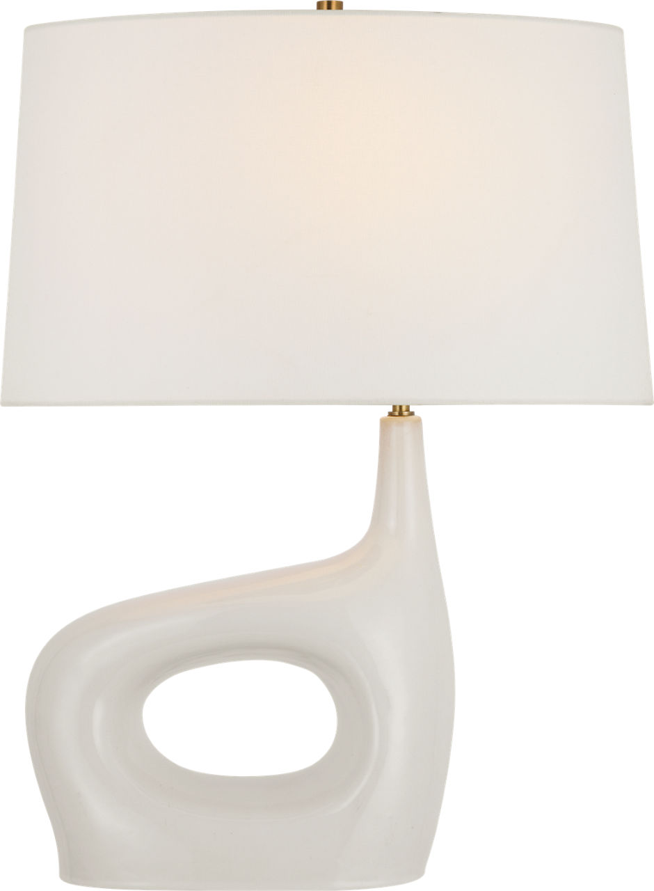 Sutro Medium Left Table Lamp in Ivory with Linen Shade