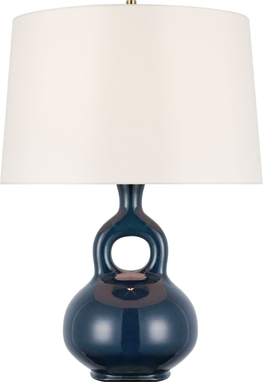 Lamu Large Table Lamp in Mixed Blue Brown with Linen Shade