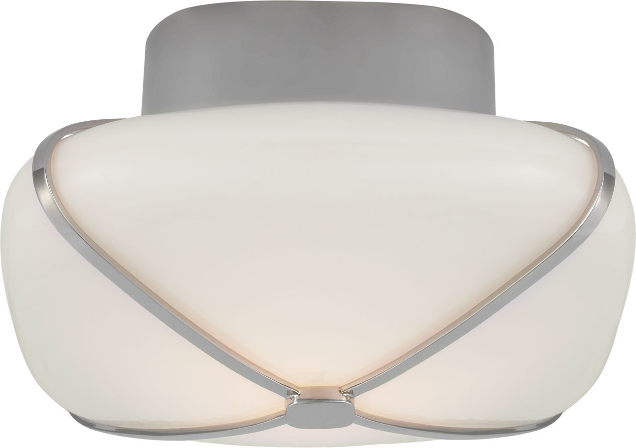 Fondant 8" Flush Mount in Polished Nickel with White Glass