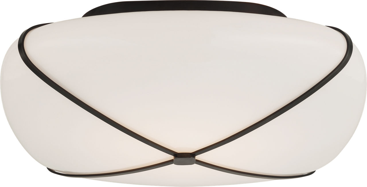 Fondant 14" Flush Mount in Gun Metal with White Glass