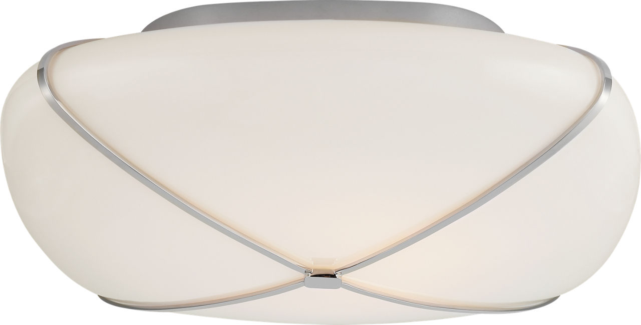 Fondant 14" Flush Mount in Polished Nickel with White Glass