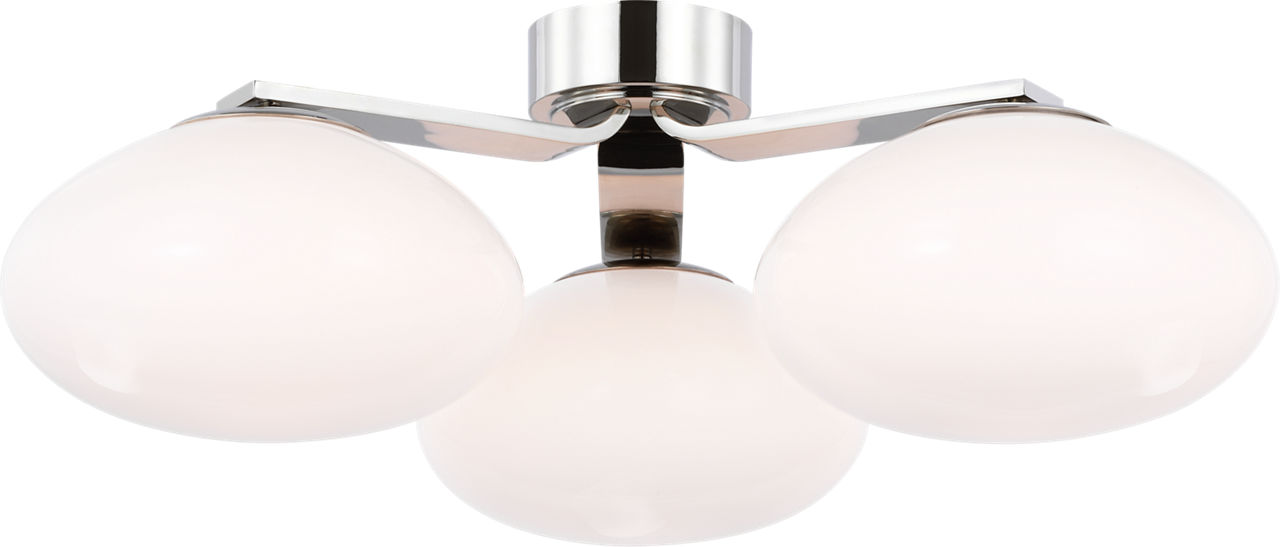 Marisol XL Triple Flush Mount in Polished Nickel with White Glass