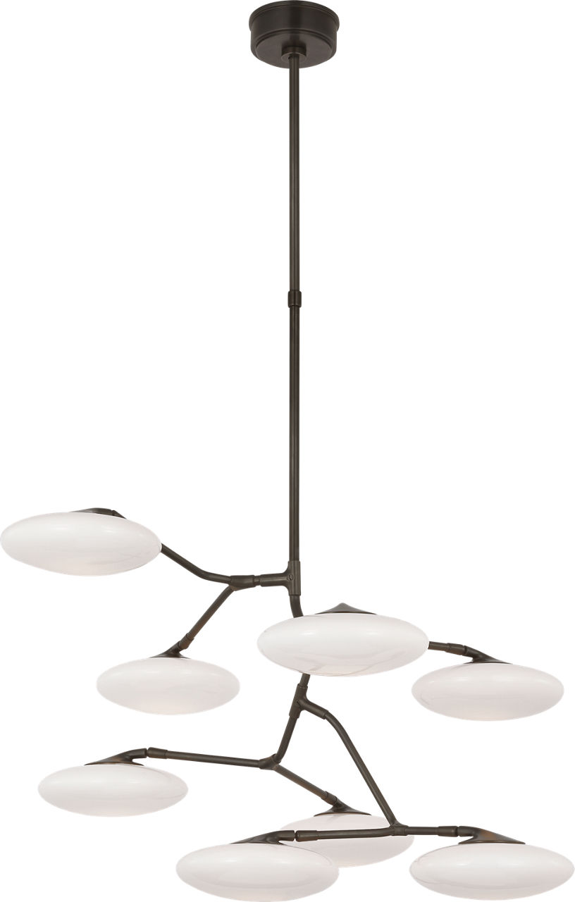 Brindille XL Entry Chandelier in Gun Metal with White Glass