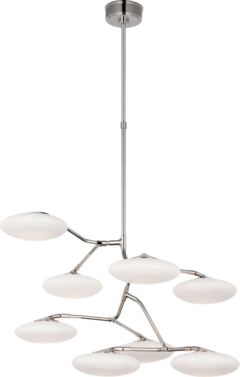 Brindille XL Entry Chandelier in Polished Nickel with White Glass