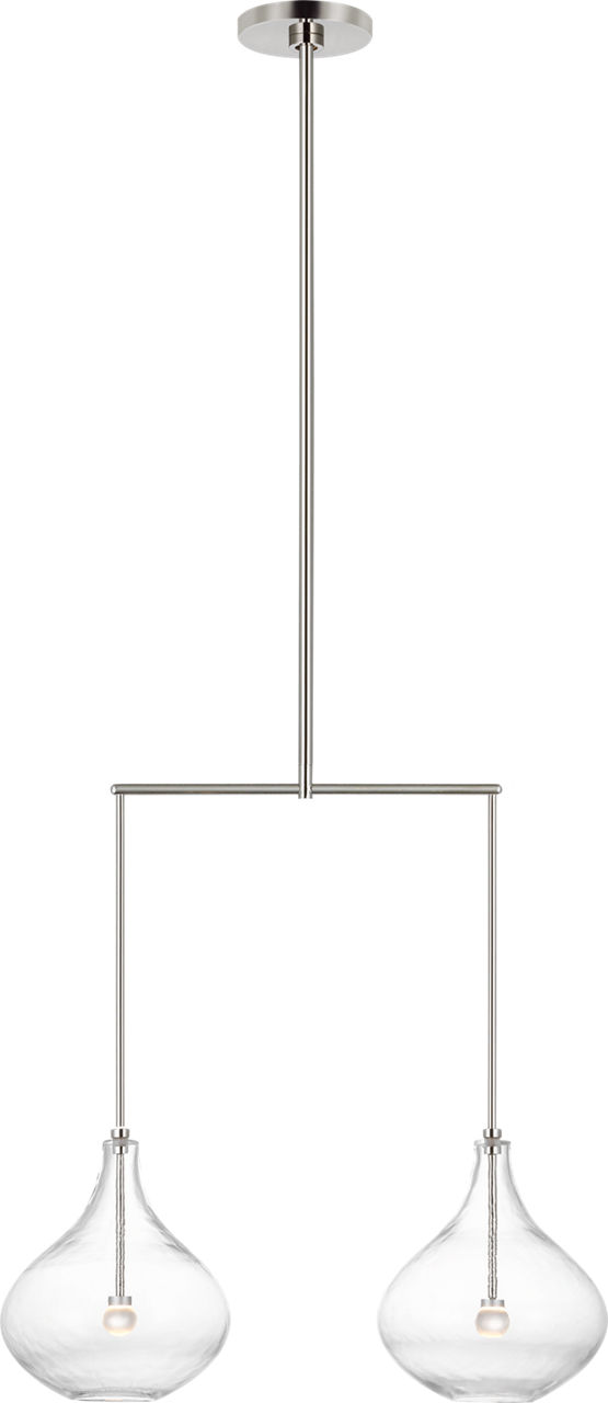 Lomme Small Linear Chandelier in Polished Nickel with Clear Glass