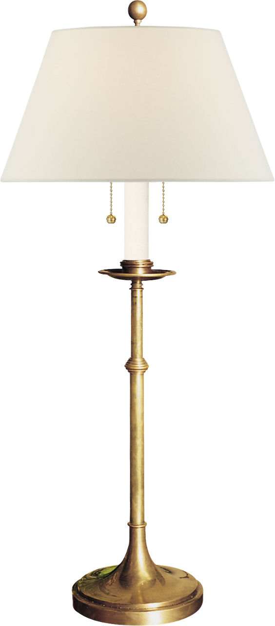 Dorchester Club Table Lamp in Antique-Burnished Brass with Linen Shade
