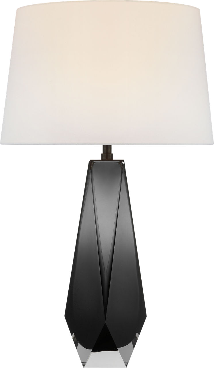 Gemma Medium Table Lamp in Smoked Glass with Linen Shade
