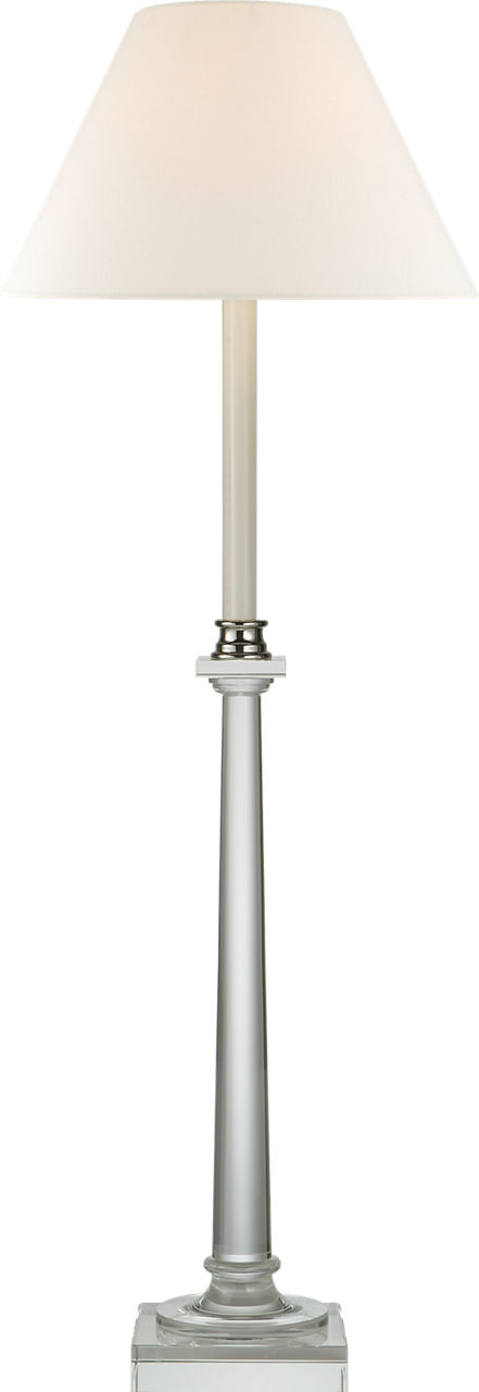 Swedish Column Buffet Lamp in Crystal with Linen Shade