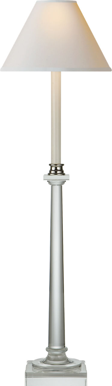 Swedish Column Buffet Lamp in Crystal with Natural Paper Shade