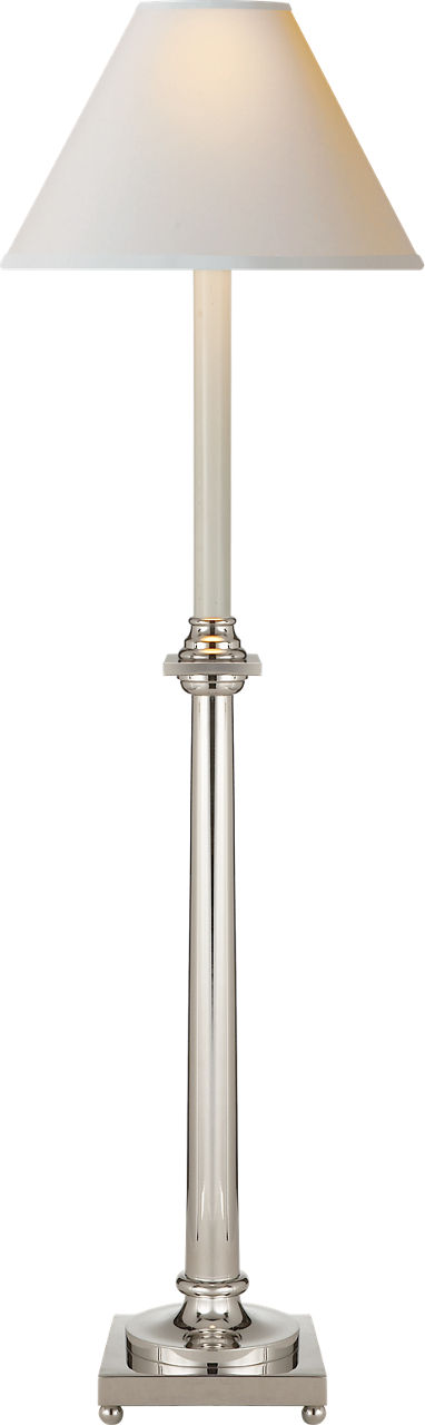 Swedish Column Buffet Lamp in Polished Nickel with Natural Paper Shade