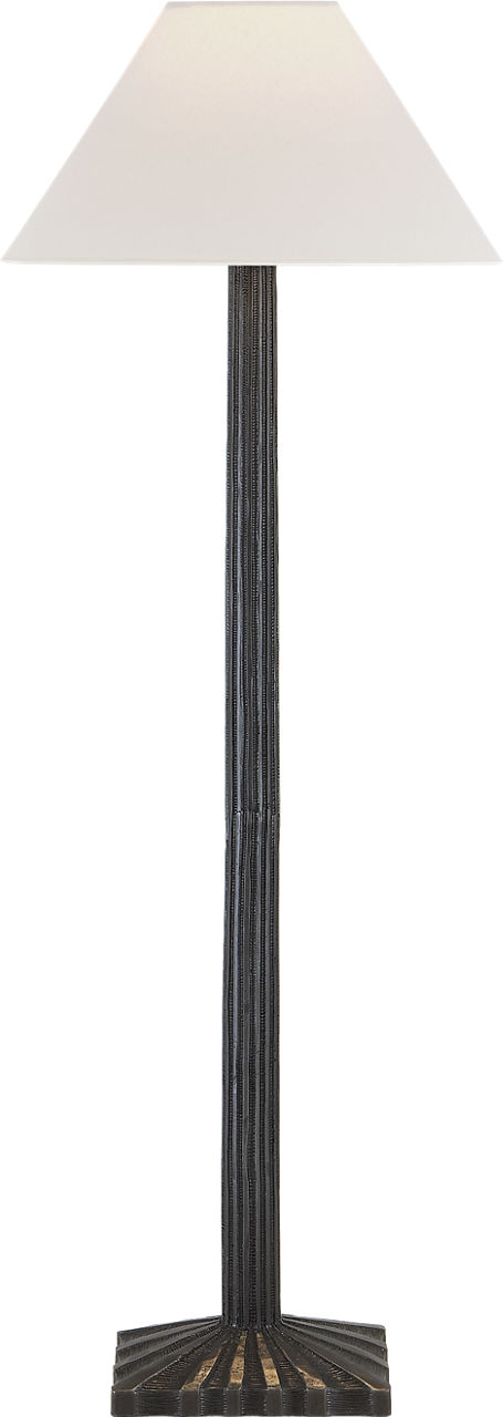 Strie Buffet Lamp in Aged Iron with Linen Shade