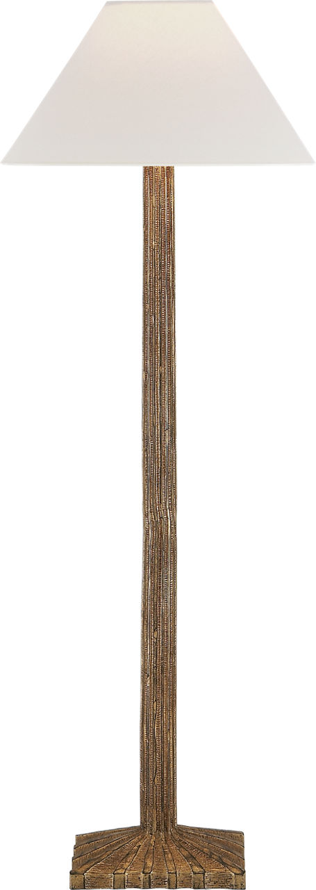 Strie Buffet Lamp in Gilded Iron with Linen Shade