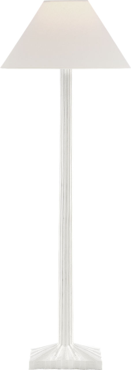 Strie Buffet Lamp in Plaster White with Linen Shade