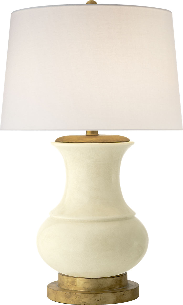 Deauville Table Lamp in Tea Stain Porcelain with Linen Shade