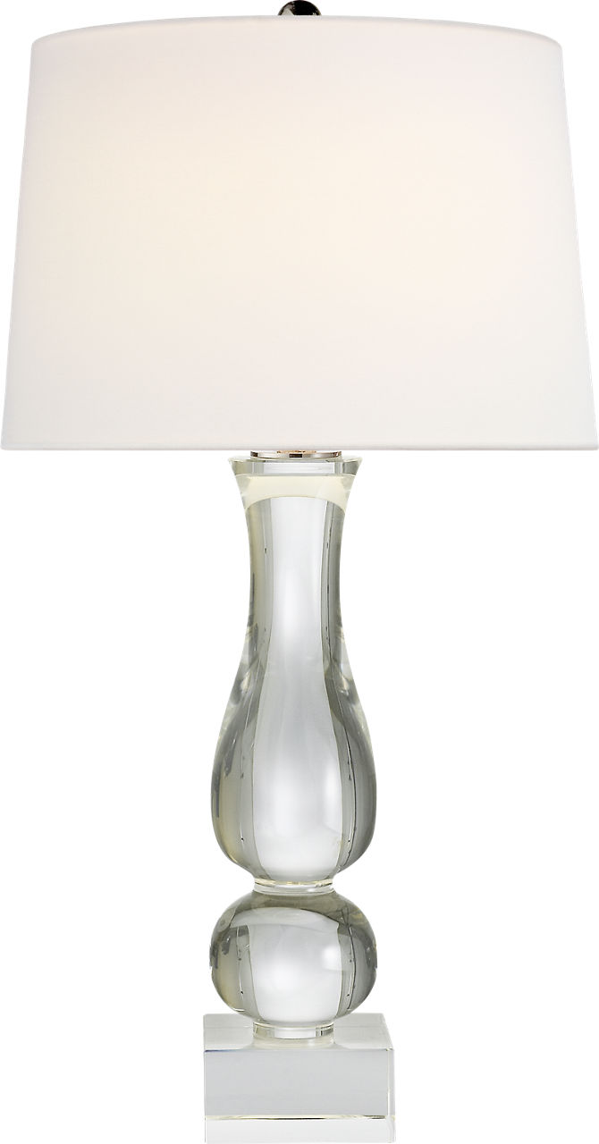 Contemporary Balustrade Table Lamp in Crystal with Linen Shade