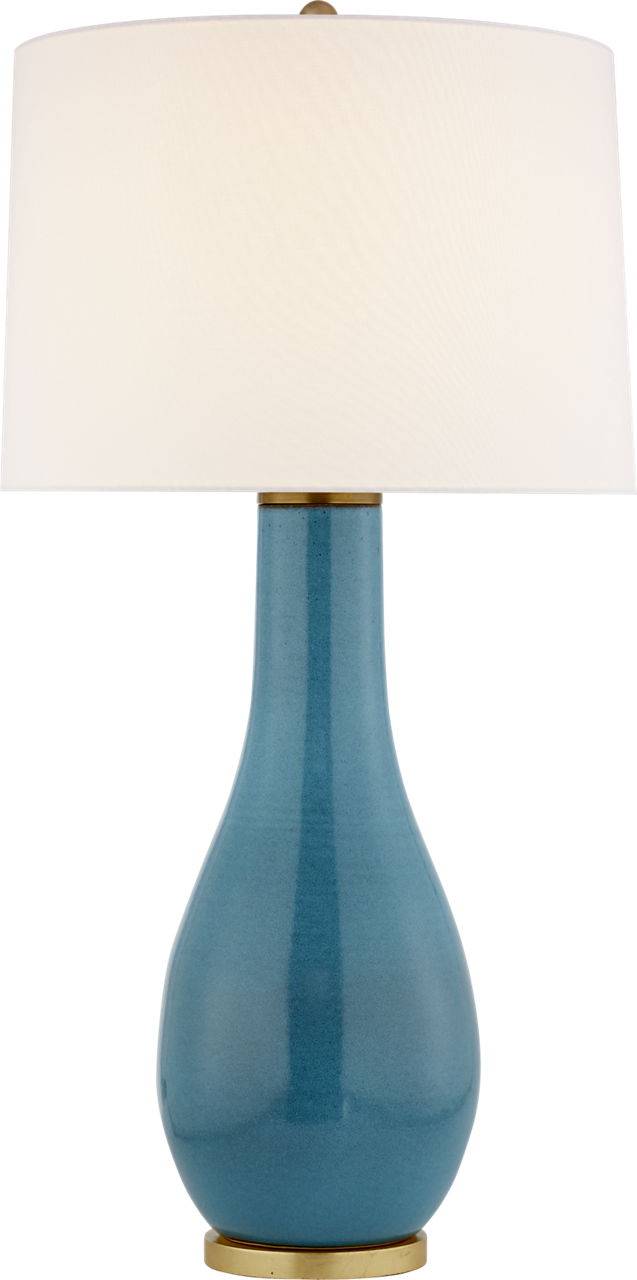 Orson Balustrade Form Table in Oslo Blue with Linen Shade