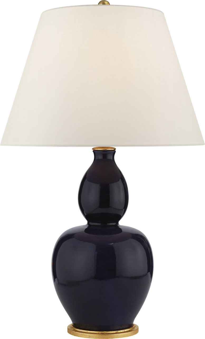 Yue Double Gourd Table Lamp in Denim with Linen Shade