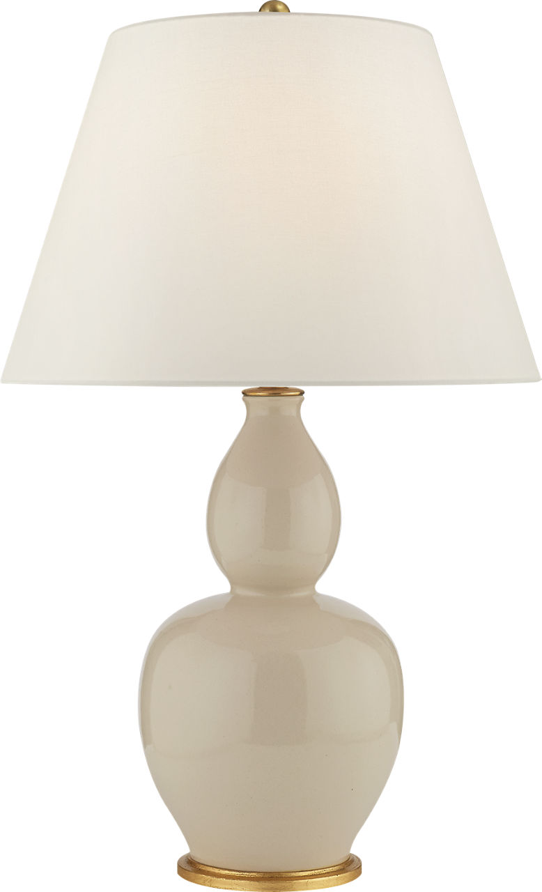 Yue Double Gourd Table Lamp in Coconut with Linen Shade